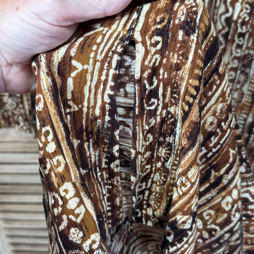 Outfit Dress Brown Patterned Two-Piece Set Maxi Size XL 1980's - Picture 10 of 15